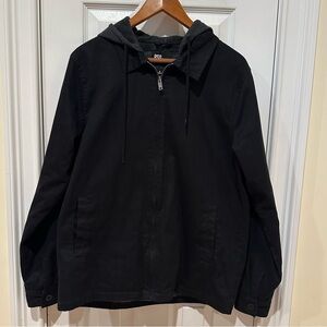 RSQ, Men's Black Hooded Jacket, Flannel Lining, Size Medium